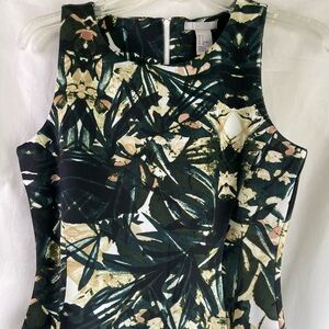 NWT H& M Abstract Floral and Leaf Sleeveless Dress